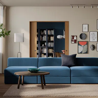 Ikea Jättebo 4.5-seat Mod Sofa, Samsala Dark Blue, Width: 112 1/4 "
