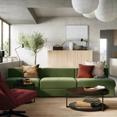 Ikea Jättebo 4.5-seat Mod Sofa, Samsala Dark Yellow-green, Width: 112 1/4 "