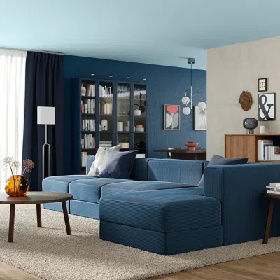 Ikea Jättebo 4.5-seat Mod Sofa With Chaise, Right/samsala Dark Blue, Width: 129 7/8 "