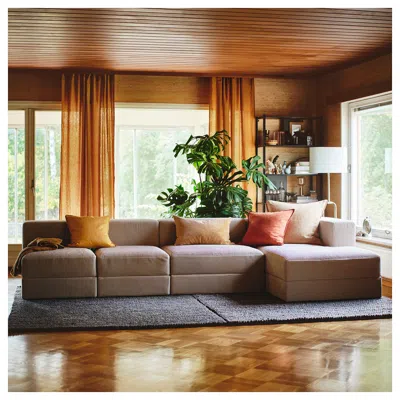 Ikea Jättebo 4.5-seat Mod Sofa With Chaise, Right/samsala Gray-beige, Width: 129 7/8 "