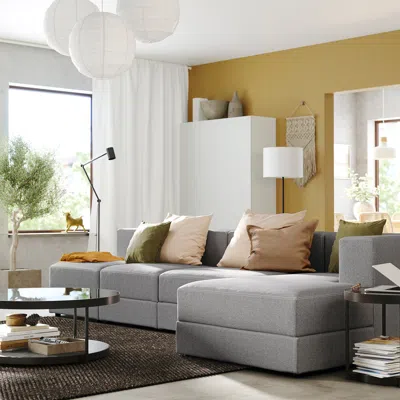 Ikea Jättebo 4.5-seat Mod Sofa With Chaise, Right/tonerud Gray, Width: 129 7/8 "