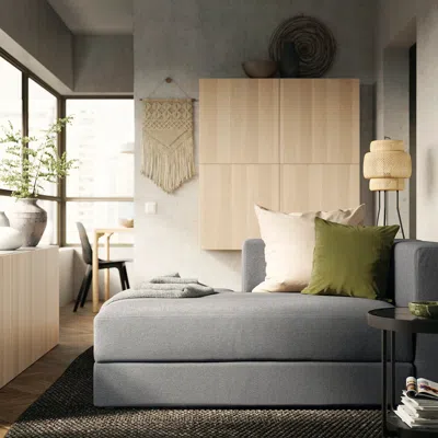Ikea Jättebo Chaise Module, Left, With Armrest/tonerud Gray, Width: 37 3/8 "