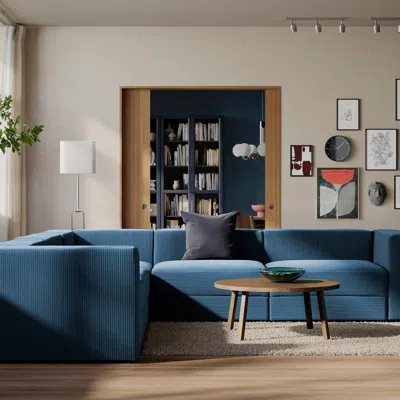 Ikea Jättebo Mod Corner Sofa, 6 Seat, Samsala Dark Blue, Height: 28 "