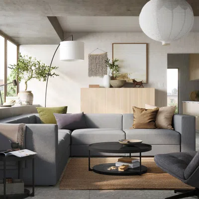 Ikea Jättebo Mod Corner Sofa, 6 Seat, Tonerud Gray, Height: 28 "
