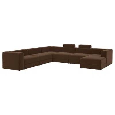 Ikea Jättebo Sectional, 6-seat, With Chaise, Right With Headrests/samsala Dark Brown, Height: 34 1/4 "