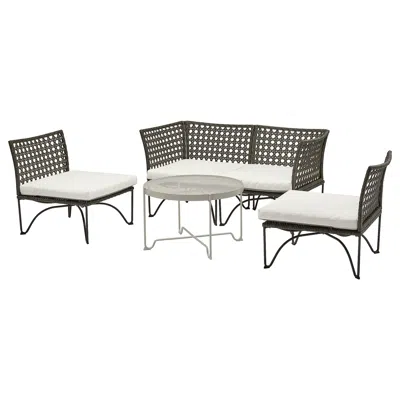 Ikea Jutholmen 4-seat Conversation Set, Outdoor, Dark Gray/kuddarna Light Grey-beige, Sofa Width: 57 1/2 