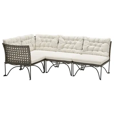 Ikea Jutholmen Modular Corner Sofa 3-seat, Outdoor, Dark Gray/kuddarna Light Grey-beige, Width Right: 79 