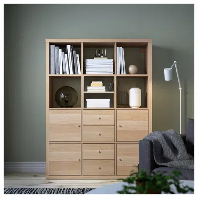 Ikea Kallax Insert With 1 Shelf, White Stained/oak Effect, 13x13 "
