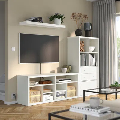 Ikea Kallax / Lack Tv Storage Combination, White, 88 1/4x15 3/8x57 7/8 "