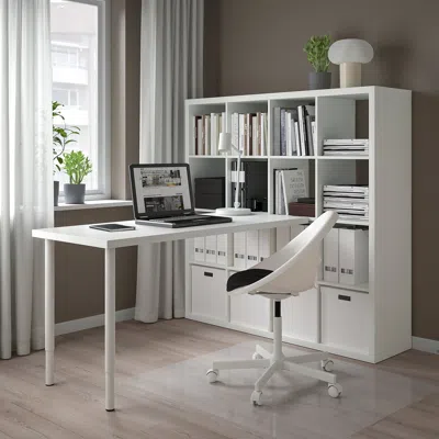 Ikea Kallax / Lagkapten Workstation, White, 57 7/8x70 1/2x57 5/8 "