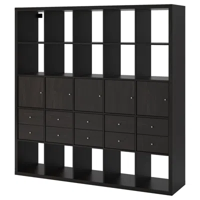 Ikea Kallax Shelf Unit With 10 Inserts, Black-brown, 71 5/8x71 5/8 "