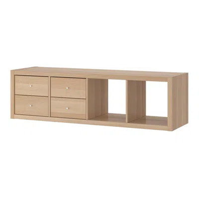 Ikea Kallax Shelf Unit With 2 Inserts, With 4 Drawers/white Stained Oak Effect, 57 5/8x16 3/8 " In Brown