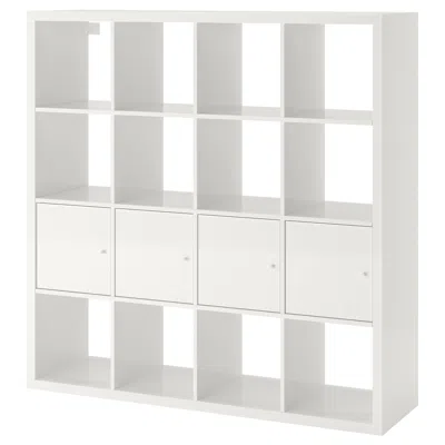 Ikea Kallax Shelf Unit With 4 Inserts, High-gloss/white, 57 7/8x57 5/8 ...