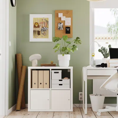Ikea Kallax Shelf Unit With Doors, White, 30 1/8x30 1/8 "