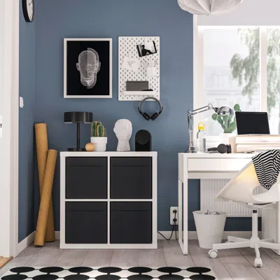 Ikea Kallax Shelving Unit, White/dröna Black, 30 1/8x15 3/8x30 1/8 "