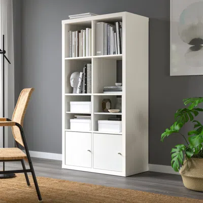 Ikea Kallax Shelving Unit, With 2 Doors/with 2 Shelf Inserts White, 57 5/8x30 1/8 "
