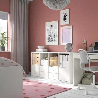 Ikea Kallax Shelving Unit, With 2 Doors/with 4 Drawers White, 57 5/8x30 1/8 "