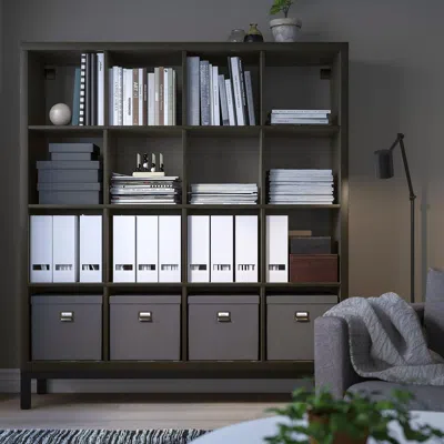 Ikea Kallax Shelving Unit With Underframe, Black-brown/black, 57 7/8x64 5/8 "