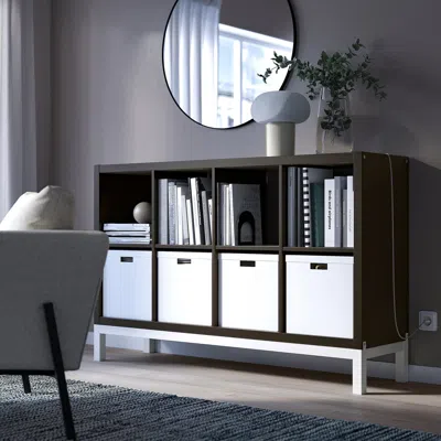 Ikea Kallax Shelving Unit With Underframe, Black-brown/white, 57 7/8x37 "
