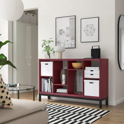 Ikea Kallax Shelving Unit With Underframe, Brown-red/black, 57 5/8x15 3/8x37 "