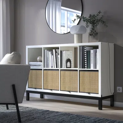 Ikea Kallax Shelving Unit With Underframe, White/black, 57 7/8x37 "