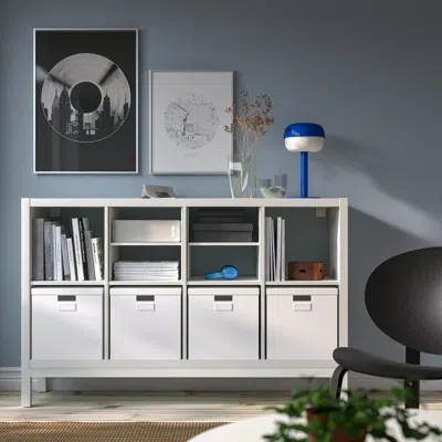 Ikea Kallax Shelving Unit With Underframe, With 2 Shelf Inserts/white, 57 7/8x37 "