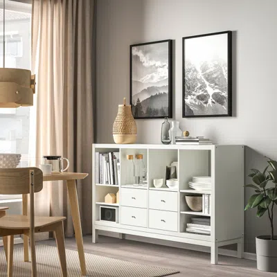 Ikea Kallax Shelving Unit With Underframe, With 4 Drawers/with 2 Shelf Inserts White, 57 7/8x37 "
