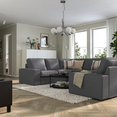 Ikea Kivik Sectional, 6 Seat, Gunnared Medium Gray, Width: 129 1/8 "
