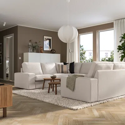 Ikea Kivik Sectional, 6 Seat, Tresund Light Beige, Width: 129 1/8 " In White