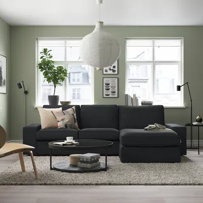 Ikea Kivik Sofa With Chaise, Tresund Anthracite, Max. Width: 110 1/4 " In Black