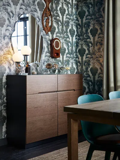 Ikea Klackenäs Sideboard, Black/oak Veneer Brown Stained, 47 1/4x38 1/4 "