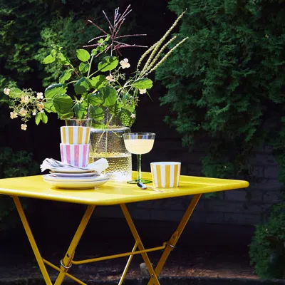 Ikea Klippakleja Side Plate, Patterned/yellow Pink, 6 "
