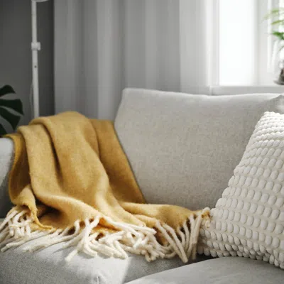 Ikea Klippoxel Throw, Beige-yellow, 51x67 "