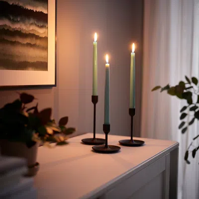 Ikea Klokhet Unscented Taper Candle, Light Gray-green, 9 ¾ "