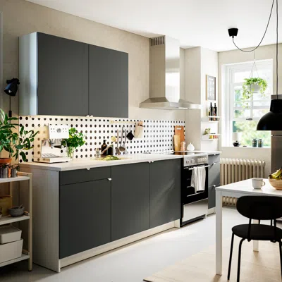 Ikea Knoxhult Kitchen, Dark Gray, 117x24x88 "