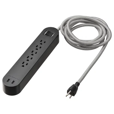 Ikea Koppla 5 Outlet Power Strip & 2 Usb Ports, Black/white/textile, 118 "