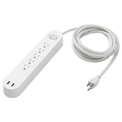 Ikea Koppla 5 Outlet Power Strip & 2 Usb Ports, White, 118 "