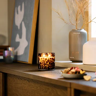 Ikea Kronsångare Scented Candle In Glass, 2 Wicks, Peach/dotted Brown, 50 Hr