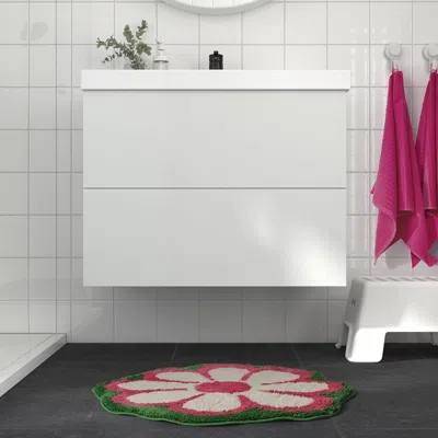 Ikea Kärrknipprot Bath Mat, Floral Pattern/multicolor Bright Pink, 26 "