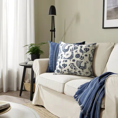 Ikea Krutbrännare Cushion Cover, Natural Blue/birds Floral Pattern, 20x20 "