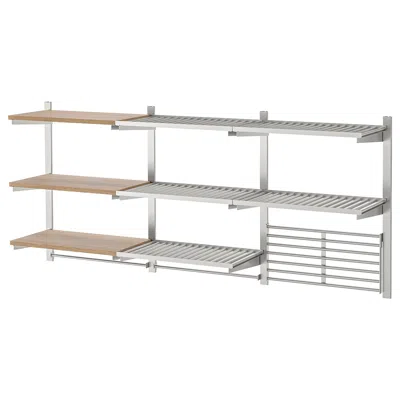 Ikea Kungsfors Storage Unit With Wall Grid, Stainless Steel/ash Veneer, Width: 72 1/2 "