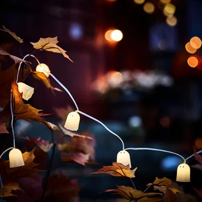 Ikea Kustfyr Led String Light With 12 Lights, Battery Operated Indoor/ghost White In Multi