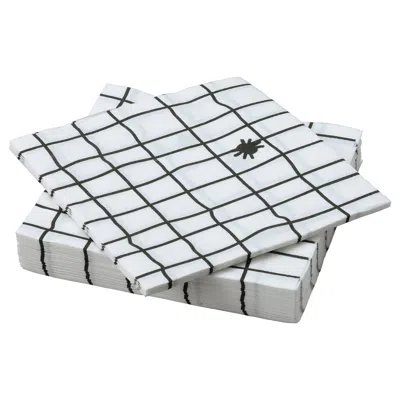 Ikea Kustfyr Paper Napkin, White/black, 13x13 "