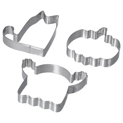 Ikea Kustfyr Pastry Cutter, Set Of 3, Mixed Shapes Stainless Steel In Silver