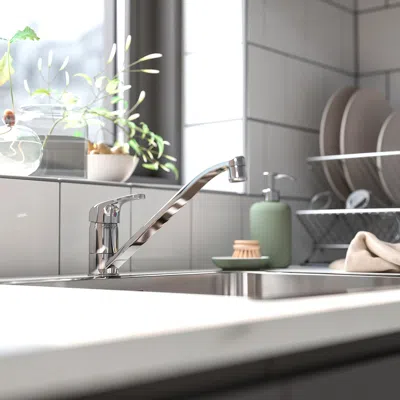 Ikea Lagan Single Lever Kitchen Faucet, Chrome Plated, Height: 6 1/4 "