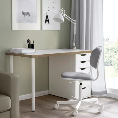 Ikea Lagkapten / Alex Desk, White Anthracite/white, 55 1/8x23 5/8 "