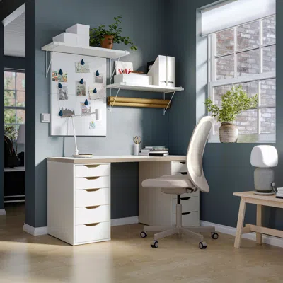 Ikea Lagkapten / Alex Desk, White Anthracite/white, 55 1/8x23 5/8 "
