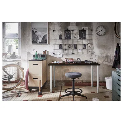 Ikea Lagkapten / Olov Desk, Black-brown/white, 47 1/4x23 5/8 "