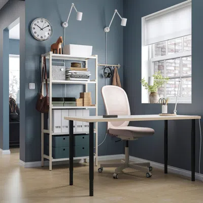 Ikea Lagkapten / Olov Desk, White Anthracite/black, 55 1/8x23 5/8 "