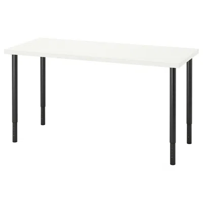 Ikea Lagkapten / Olov Desk, White/black, 55 1/8x23 5/8 "